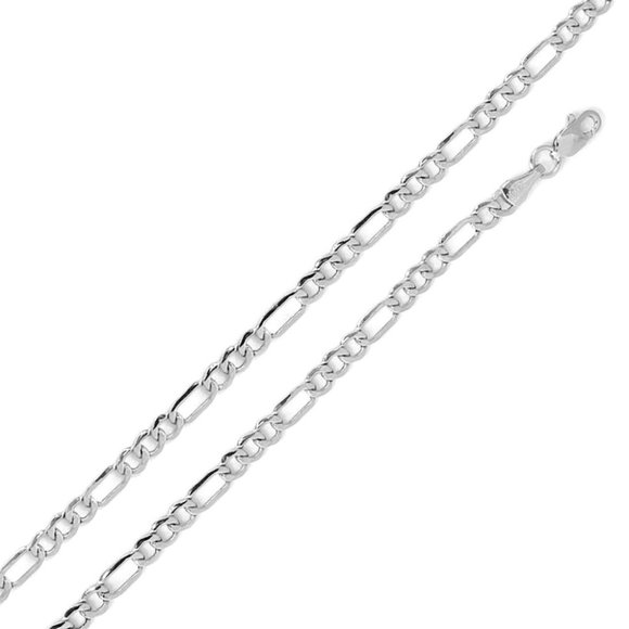 Silver 925 Rhodium Plated Super Flat Figaro 4mm Chain